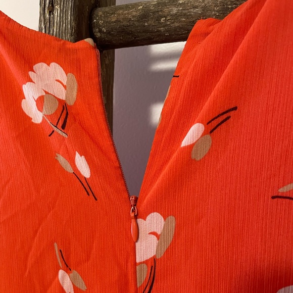 Lauren Ralph Lauren Orange Chiffon Floral Print Wrap Dress - Picture 9 of 10